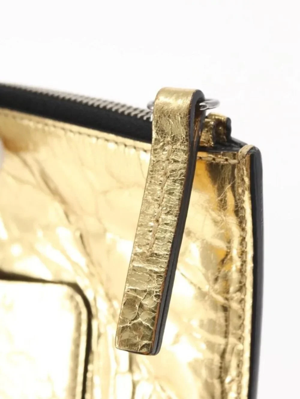 CHANEL Clutch Bag Leather Gold CC Auth 152375SM